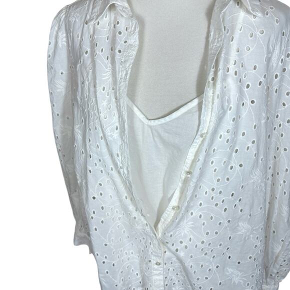 NWOT Sundance Eyelet Lace Embroidered Button Down Blouse with Tank Size L - Picture 5 of 8